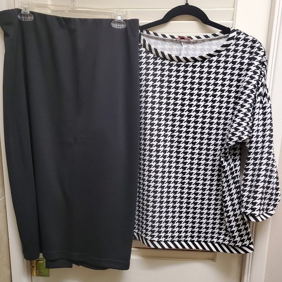 Lada Lucci Dresses & Skirts - Lada Lucci B&W Houndstooth Top & Black Skirt